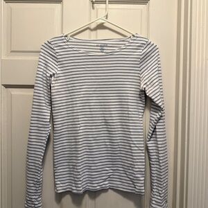 Brandy Melville Navy and White Striped Long Sleeve Tee